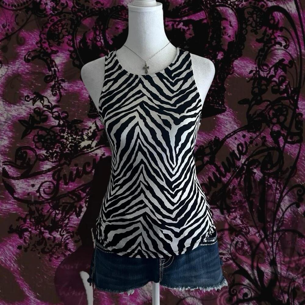 Black and white sleeveless zebra tank top